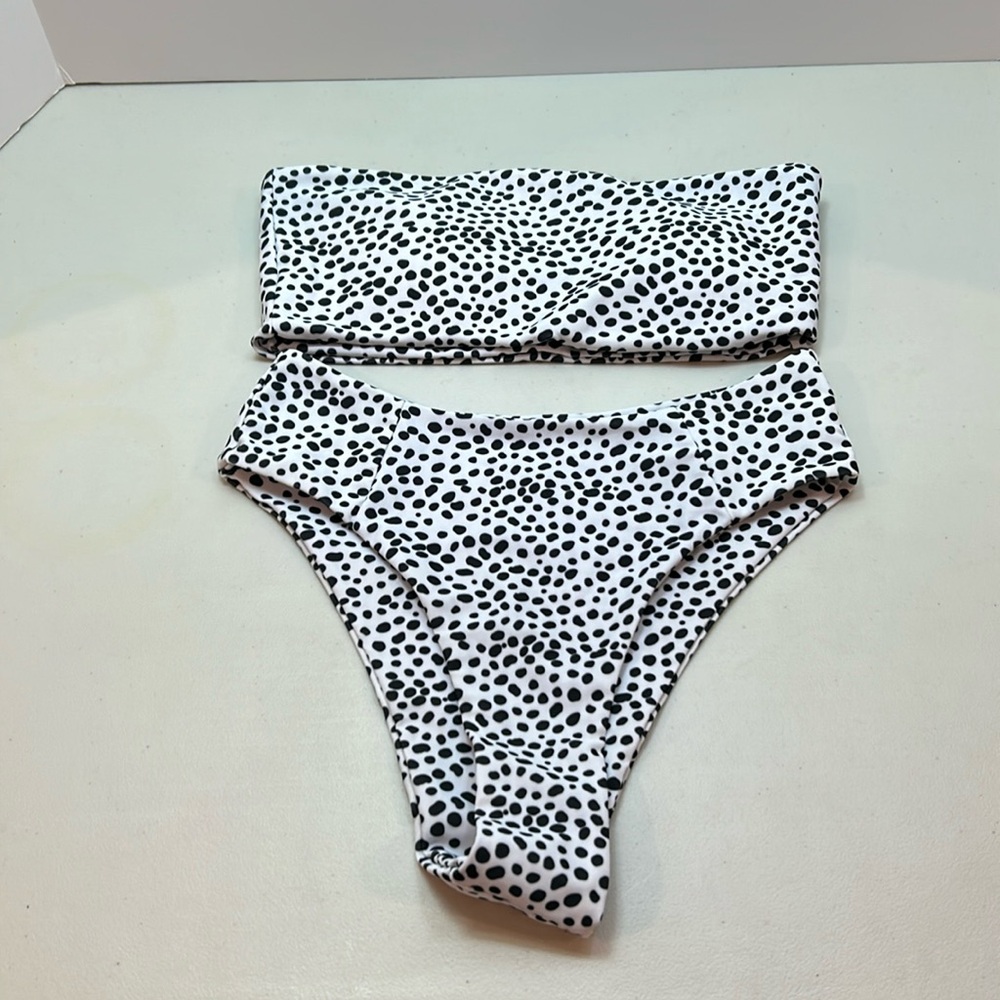Black and White Polka Dot Matching Bikini Set